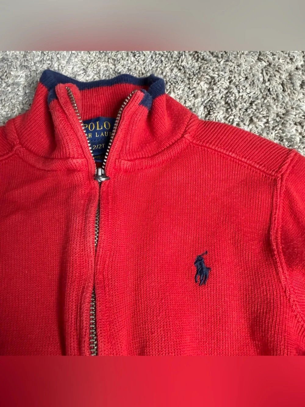 Polo Ralph Lauren Quarter-Zip Sweater 2T red toddler baby half-zip pullover